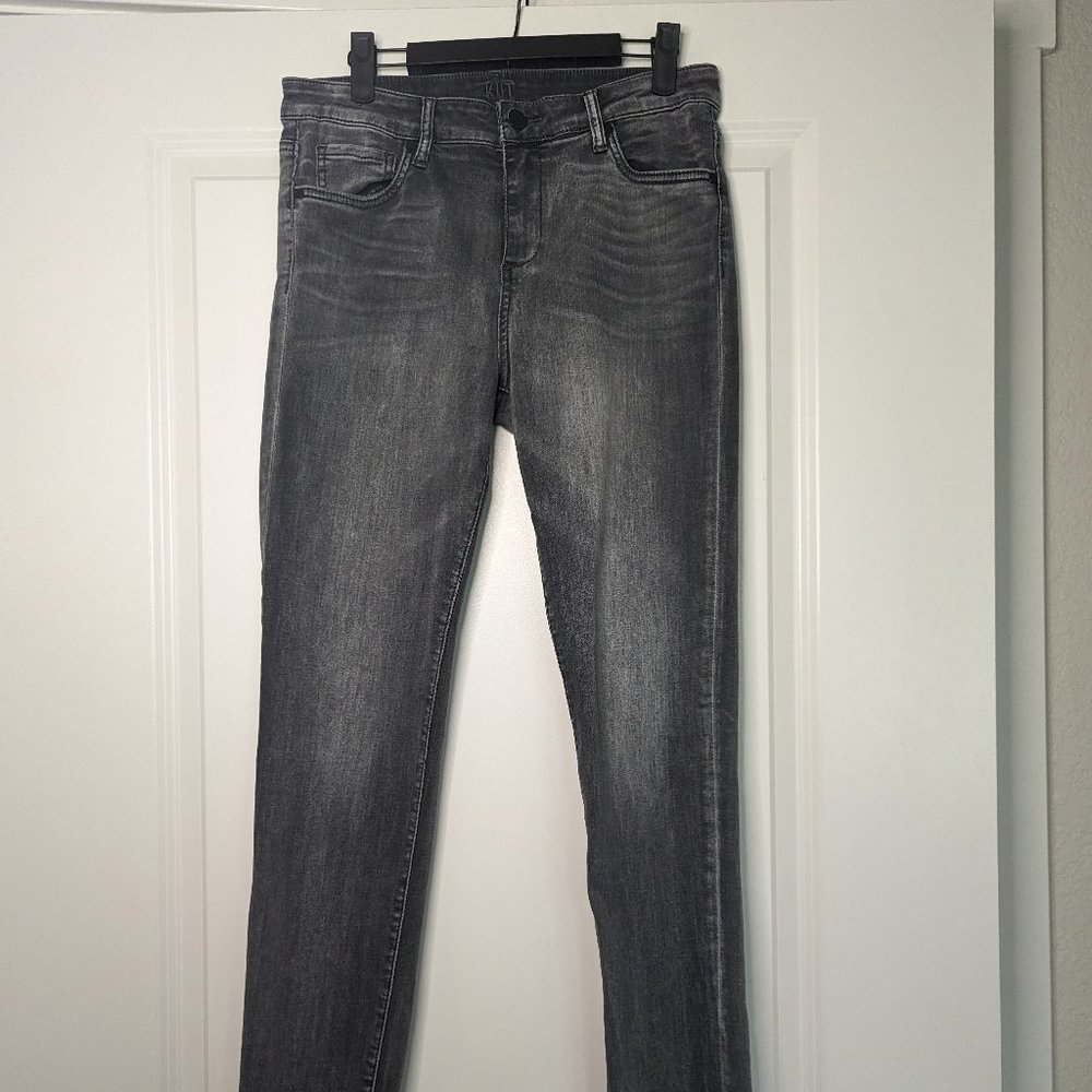 Kut from Kloth High Rise Toothpick Skinny | Sz 8 | Gray/Faded Black | Grunge